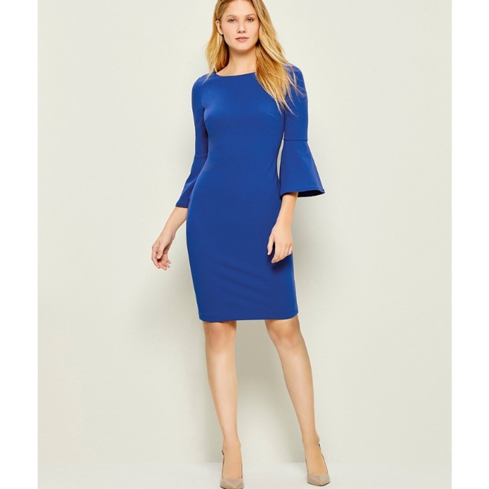 Calvin Klein Bell Sleeve Sheath Dress